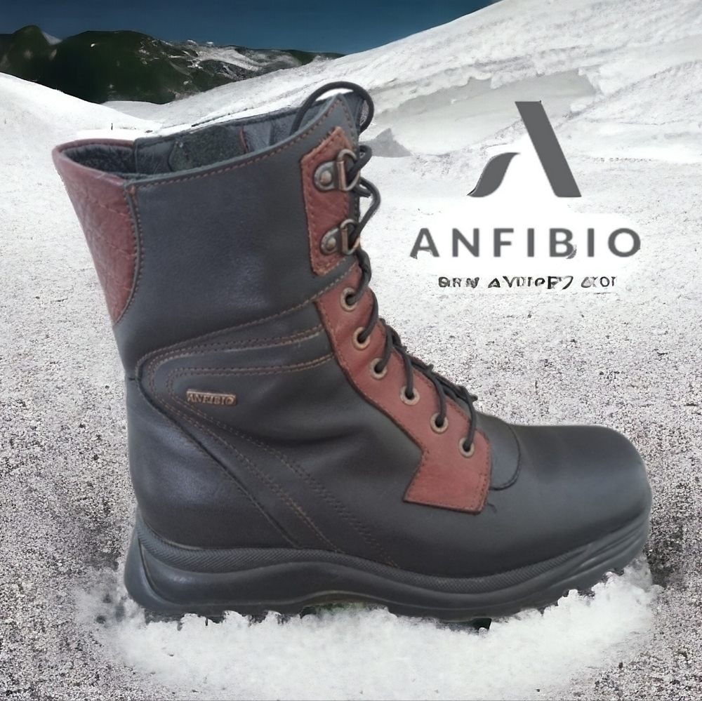 Anfibio women's leather booties black & tan size 36
